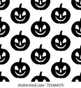 Jack-o-lantern pumpkin pattern on the white background. Vector illustration