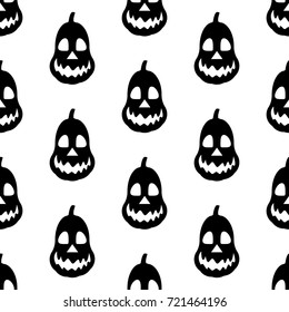 Jack-o-lantern pumpkin pattern on the white background. Vector illustration
