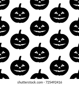 Jack-o-lantern pumpkin pattern on the white background. Vector illustration