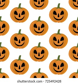 Jack-o-lantern pumpkin pattern on the white background. Vector illustration