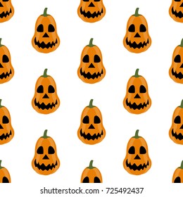 Jack-o-lantern pumpkin pattern on the white background. Vector illustration