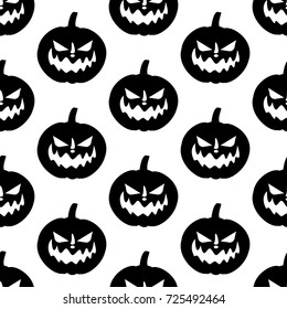Jack-o-lantern pumpkin pattern on the white background. Vector illustration
