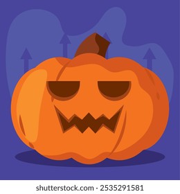 Jack-o-lantern pumpkin with sharp teeth and slanted eyes, Vector