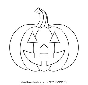 Jack-O-Lantern Pumpkin. Smiling Pumpkin Icon. Pumpkin Shape Outline. Vector Illustration.