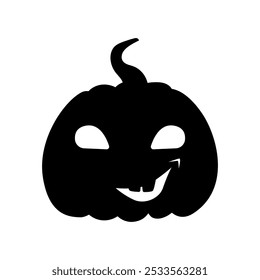 Jack-o-Laterne Kürbis Smirk Gesicht Ausdruck Silhouette. Kürbisschnitzerei auf Halloween-Party. Stock, Vektorgrafik einzeln auf weißem Hintergrund, im flachen Stil.