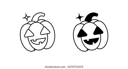 Jack-o-lantern set icon with white background vector stock illustration