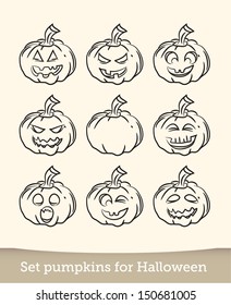 Jack-O-Lantern Sketch Vector Doodle