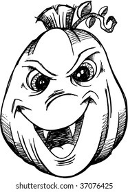 Jack-O-Lantern Sketch Vector Doodle