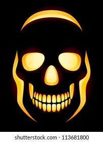 Jack-o-lantern skull on black