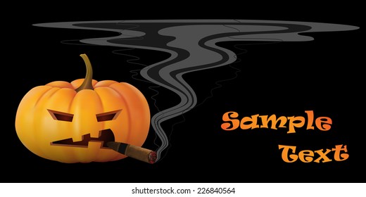 jack-o-lantern smoke cigar, vector pumpkin