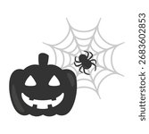 Jack-o-lantern and spider web illustration material