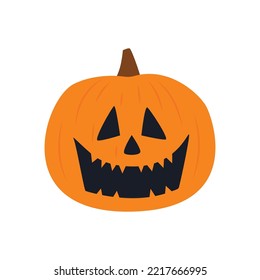 Jack-O-Lantern vector illustration. Flat illustration of carved pumpkin with spooky face. Halloween, fall concepts.