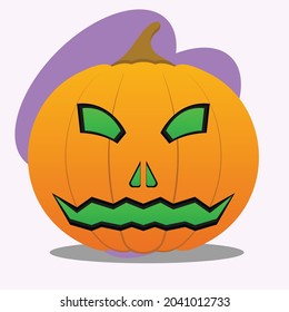 Jack-o'-lantern vector illustration. pumpkin halloween. orange gradient, green light.