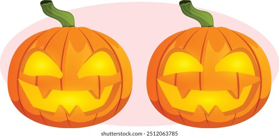 Jack-o`-linternas con diferentes tallas espeluznantes - decoración aislada de Halloween 