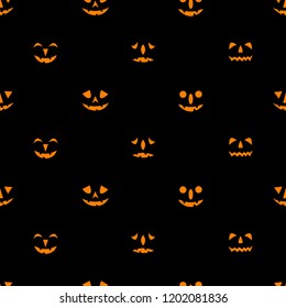 Jack-o-lanterns seamless pattern. Happy Halloween background. Vector illustration.