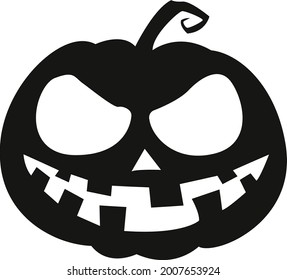 Jack-o-olantern silhouette. Form for cutting out of paper. Black isolated pumpkin on halloween. Vector pumpkin paper.