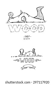 Jack-plane. Logo for woodworker. Hand drawn vector illustration.