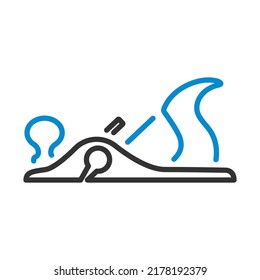 Icono de la herramienta Jack-plane. Contorno de negrita editable con diseño de relleno de color. Ilustración vectorial.