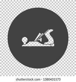 Jack-plane tool icon. Subtract stencil design on tranparency grid. Vector illustration.