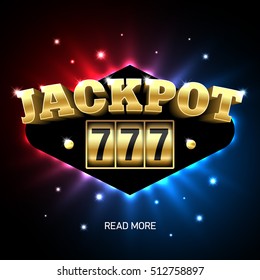 Jackpot 777, lucky triple sevens jackpot casino banner. Vector illustration.