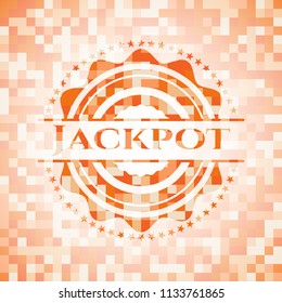 Jackpot abstract emblem, orange mosaic background