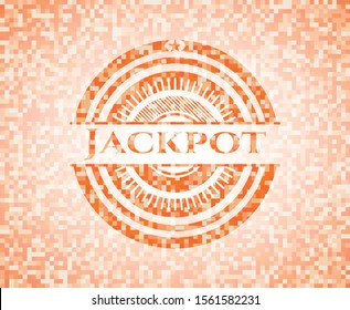 Jackpot abstract orange mosaic emblem
