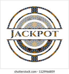 Jackpot arabic badge background. Arabesque decoration.