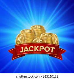 Jackpot Background Vector. Golden Casino Treasure. Big Win Banner For Online Casino Jackpot Prize Design. Coins Background. 
