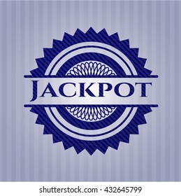 Jackpot badge with denim background