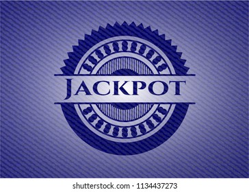 Jackpot badge with denim texture