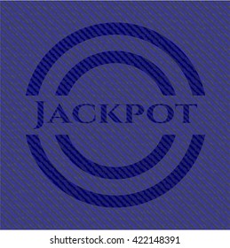 Jackpot badge with denim texture