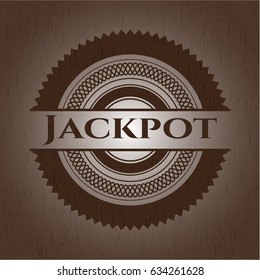 Jackpot badge with wood background