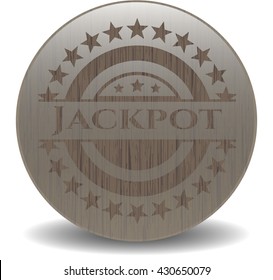 Jackpot badge with wooden background