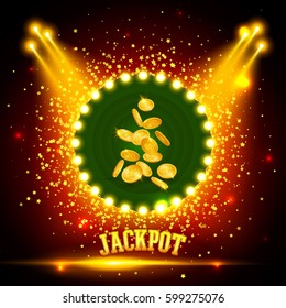 Jackpot Banner. Gold coins in flight. The coin icon with shadows. 3d realistic vector, EPS 10.