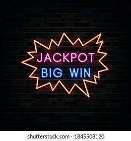jackpot big win neon sign, neon template