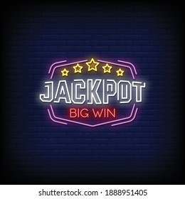 Jackpot Big Win Neon Signs Style Text Vector