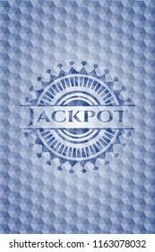 Jackpot blue polygonal emblem.