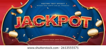 Jackpot bonus text effect with coins and confetti