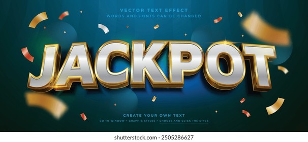 Jackpot-Bonus-Texteffekt auf dunklem Hintergrund, goldener und weißer Vektorgrafik-Stil