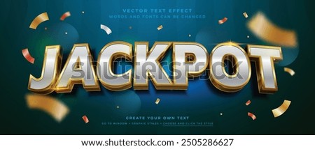 Jackpot bonus text effect on dark background, Gold and white vector graphic style