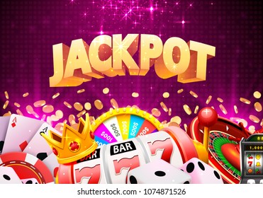 Jackpot casino big win collage banner. Vector illustration