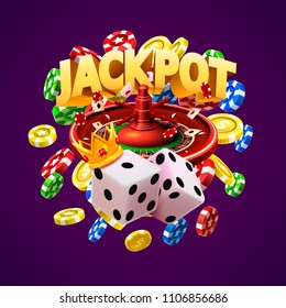 Jackpot casino big win collage banner. Vector illustration