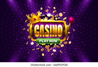 Jackpot casino coin, cash machine play now. Vector illustration