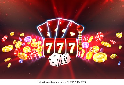 Jackpot casino coin, cash machine play now. Vector illustration