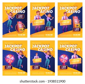 Jackpot casino win ad posters. Lucky woman winning