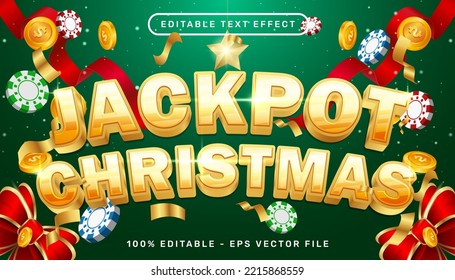 jackpot christmas 3d text effect and editable text effect with christmas background