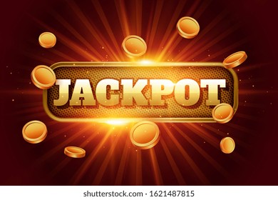 jackpot design background with flying golden coins