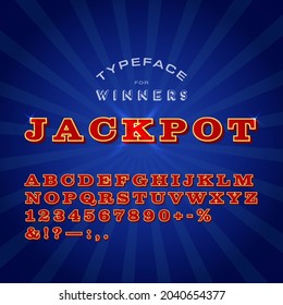 Jackpot, Font-Effekt für Gaming-Business-Projekte. Spart dir Zeit. Vektorgrafik kann auf jede beliebige Größe vergrößert und zum Drucken verwendet werden.