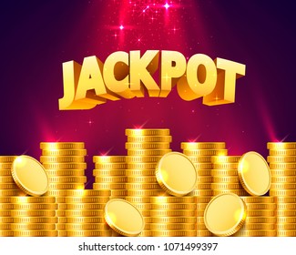 Jackpot in the form of gold coins. Isolated on red background. Vector illustration