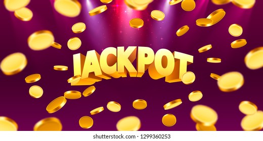 Jackpot in the form of gold coins. Isolated on red background. Vector illustration